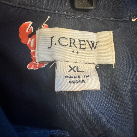 J. Crew Navy Button Down Sleeveless Blouse with Preppy Red Lobster Pattern - Picture 7 of 9